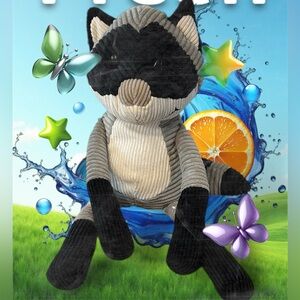 Pier 1 imports raccoon ribbed Plush Toy decoration soft cuddly poseable plushie